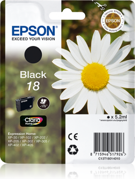 Tinte EPSON no18 XP102/202/205/30/302 schwarz