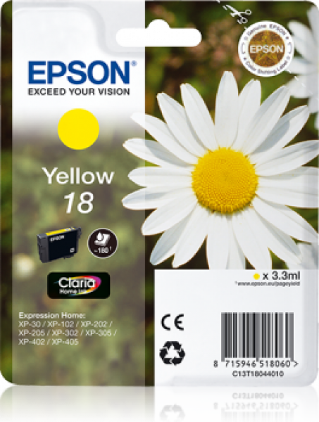 Tinte EPSON no18 XP102/202/205/30/302 yellow